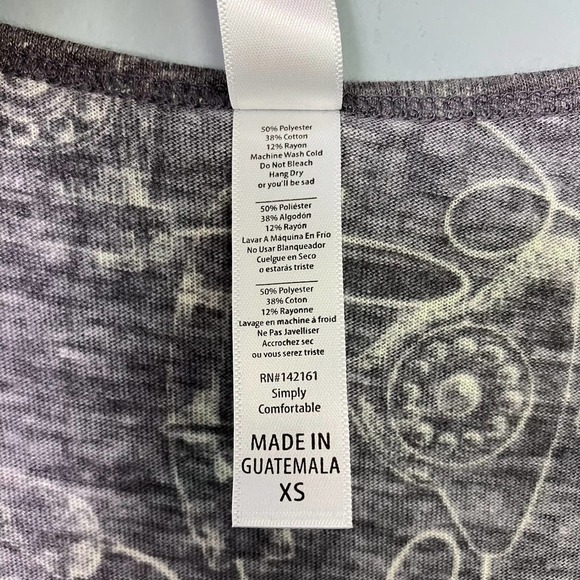 LULAROE Classic T Gray Retro Telephone Print Short Sleeve T-Shirt Womens Size XS - Picture 4 of 16